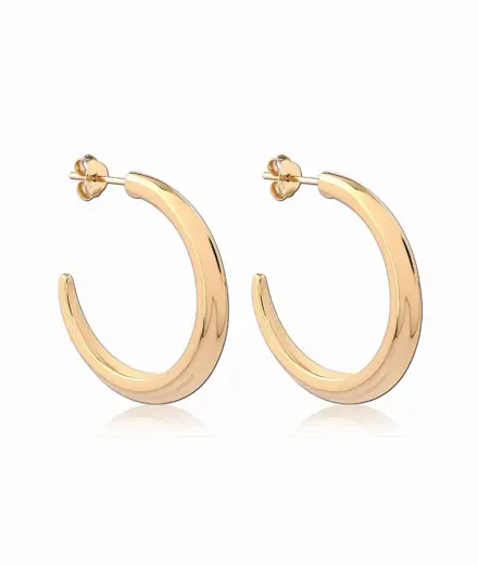 Crescent Hoop Earrings in Gold, Large