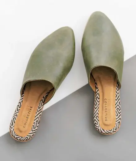 Lili Mule in Olive Leather