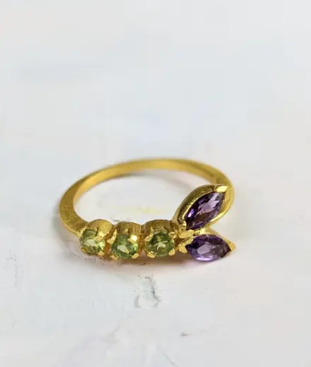 Peridot and Amethyst Gem Ring